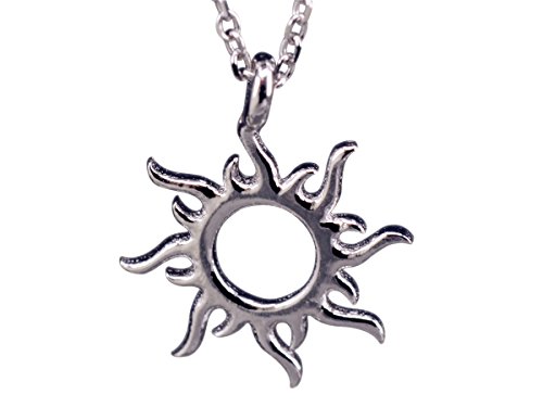 NicoWerk Silberkette mit Anhänger Sonne Licht Strahlung Glatt Glänzend Halskette Damen 925 Silber Kette Schmuck Sterling SKE243