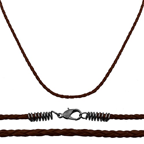 tumundo 1 Lederkette Geflochten Herren Halskette Damen Kette für Anhänger Lederband Halsband Surfer Hellbraun Braun