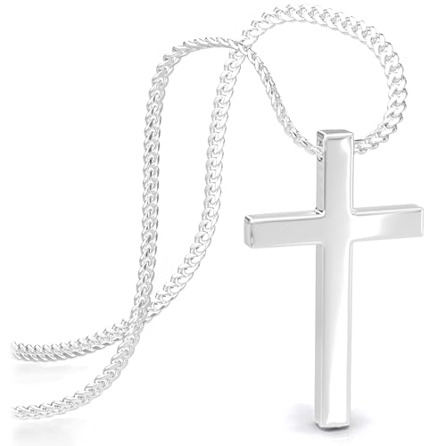 SERASAR Kette Kreuz Damen Halskette Kreuz-Kette Silber-Kette Jesus Frauen-Kette mit Anhänger Silber-Schmuck Kreuz-Anhänger Edelstahl-Schmuck Kruzifix-Kette