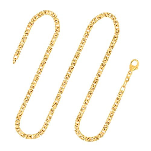 EDELIND Königskette Gold - Echtgold 585, Kette 3.2 mm mit Stempel, Gelbgold Halskette aus Deutschland, Herren Goldkette mit Karabinerverschluss, Länge 50 cm, Gewicht ca. 37.1 g.