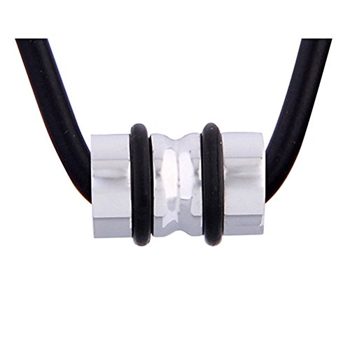DonDon 50 cm Kautschuk Halskette und Edelstahl Anhänger mit Kautschukringen in schwarzem Samtbeutel