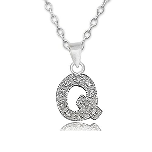 EYS exklusiver Damen-Anhänger Buchstabe Q Zirkonia 925 Sterling Silber inkl. Kette 40 cm weiß im Etui Halskette Silberkette