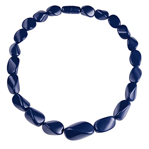 ZAVANA 55 cm Lange Statement-Halskette für Damen, handgefertigte Boho Chunky Halskette für Frauen in Blau, Chunky Kette mit blauen gedrehten Harz-Gliedern, eleganter blauer Bohème-Modeschmuck