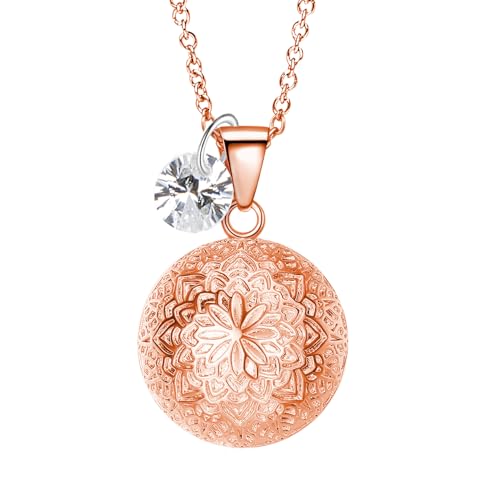 MAMIJUX Engelsrufer Roségold gearbeitet Mutter Geschenkidee Schwangerschaft Halskette Damen Engelsrufer Kette Stahl, TU, Edelstahl, Kein Edelstein