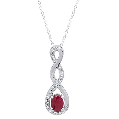 Sterling Silber Diamant weiß 7 x 5 mm Oval Cut Ruby & rund Damen Infinity Anhänger (Kette im lieferumfang enthalten)