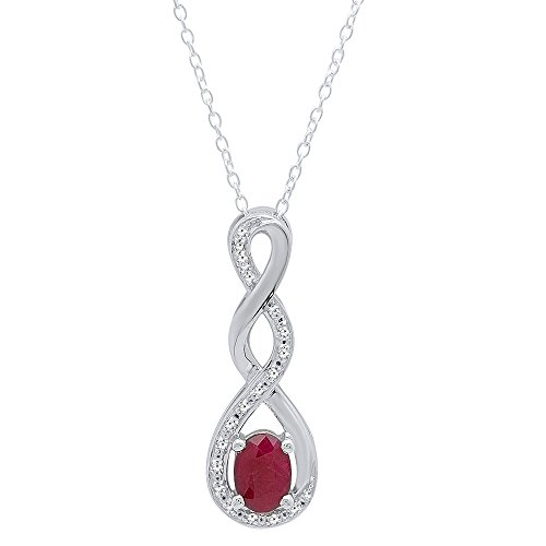 Sterling Silber Diamant weiß 7 x 5 mm Oval Cut Ruby & rund Damen Infinity Anhänger (Kette im lieferumfang enthalten)