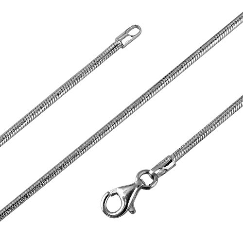 Avesano Schlangenkette 925 Silber Damen (Breite 1,6 mm) Halskette Silberkette ohne Anhänger (Länge 80 cm) 101023-080
