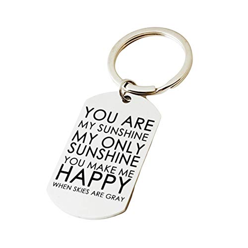 Daesar Edelstahl Schlüsselanhänger Freundschaft Dog Tag mit Gravur You Are My Sunshine only. Schlüsselanhänger Frauen Herren Partner