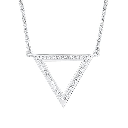 s.Oliver Damen-Kette mit Anhänger Dreieck Geometrie 925 Silber rhodiniert Zirkonia weiß 45 cm-2012498
