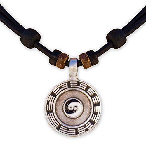 HANA LIMA ® Lederkette Surferkette Halskette Herrenkette Damenkette Metallanhänger Yin Yang Feng Shui