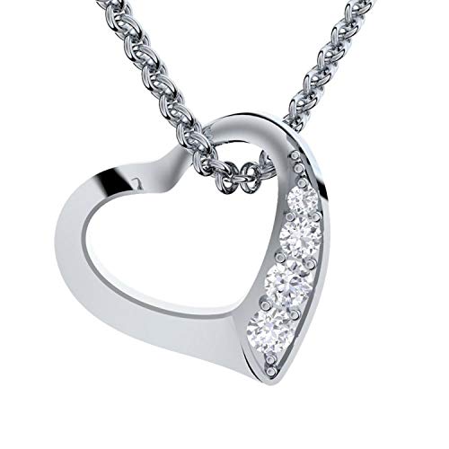 Halskette Zirkonia Herz Anhänger 925er Sterling Silber Geschenk für Damen Frauen