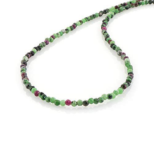 Rubin-Zoisit-Halskette für Frauen, natürliche Edelstein-handgemachte Perlen-Halskette mit 925er-Silberkette