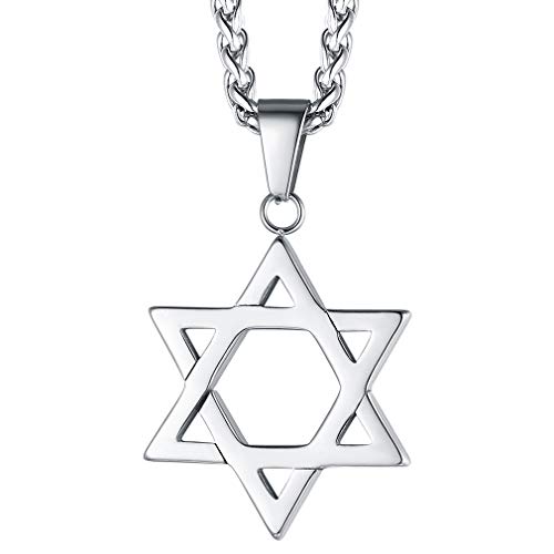 FaithHeart silberkette mit Hexagramm Anhänger Davidstern Kette Jüdischer Modeschmuck mit Geschenkebox für Herren Jungen