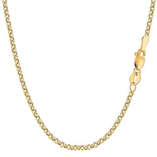 14 Karat / 585 Gold Rund Erbskette Rolo Link kette Gelbgold Unisex - Breite 2.70 mm - Länge Wählbar (45)