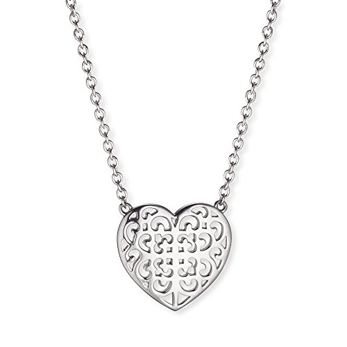 Engelsrufer Ornament Herz Kette mit Anhänger für Damen 925er-Sterlingsilber Länge 42 cm + 3 cm