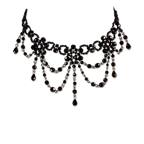Heimatflüstern Trachtenkette Kropfkette Perlen - Damen Dirndlkette, Kropf-Perlenkette nostalgisch für Trachtenbluse und Lederhose, Trachtenschmuck fürs Oktoberfest Dirndl-Schmuck (schwarz)