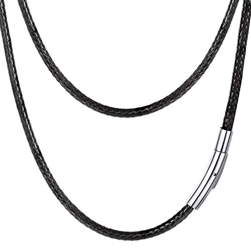 PROSTEEL Kunstleder Halskette/Armband 3mm Schwarz geflochten Lederkette Lederband Damen Herren Kette für Anhänger mit Edelstahl Verschluss(61cm/24)
