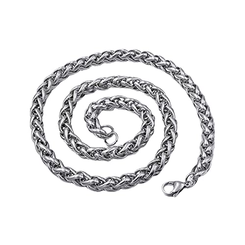 Bishilin Herren Halskette 70CM Edelstahl, 5MM Weizenkette Silber Kette Biker Männer Partnerkette