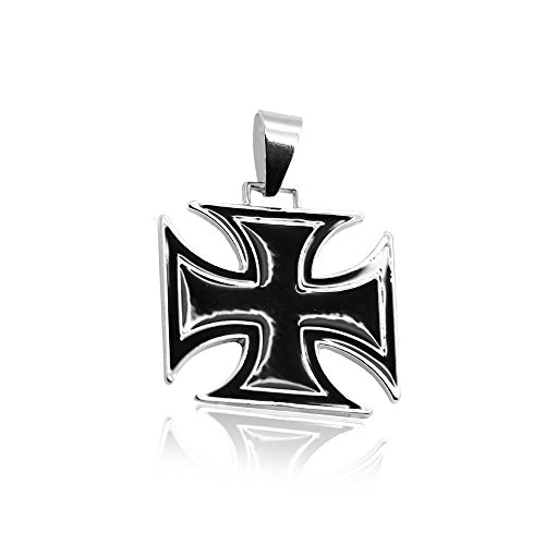 tumundo Ketten Anhänger Kruzifix Eisernes Kreuz Silbern Schwarz Königskette Panzerkette Halskette Herrenschmuck Herren Massiv