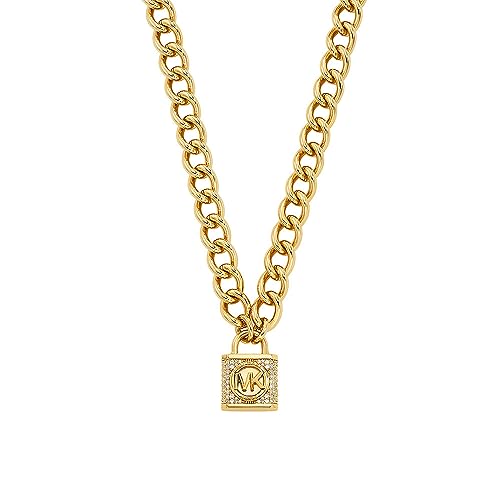 Michael Kors Damen-Halskette „Premium Metallic Muse“ aus goldfarbenem Messing mit Anhänger, MKJ8060710