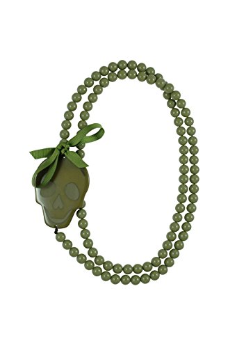 Zoé Bonbon Damen-Kette lang 'Totenkopf' olive Statement Kette Statementschmuck Perlenkette