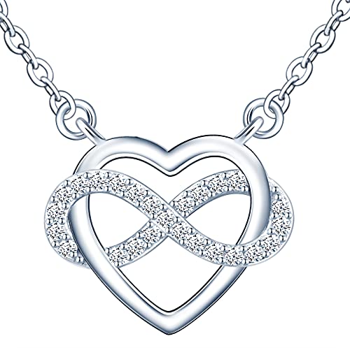 MicVivien Damen Kette 925 Sterling Silber Herz mit Unendlichkeitszeichen Anhänger Halskette für Mama Oma Frauen Freundin