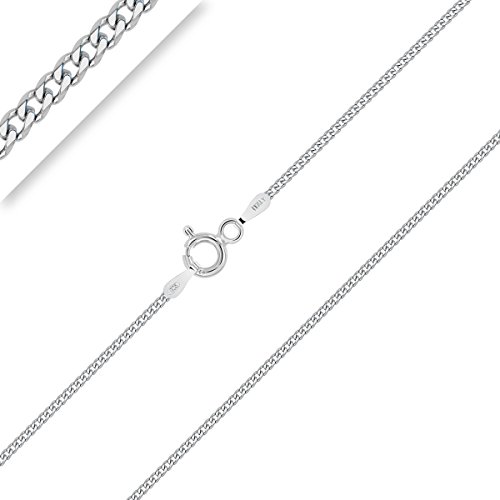 PLANETYS - Kinder und Baby Panzerkette Diamantiert 925 Sterling Silber Rhodiniert Kette - Halskette - 1.2 mm Breite - Längen: 38 cm
