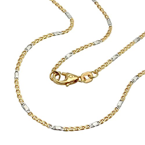 Goldkette Halskette Kette Panzerkette Stegpanzerkette Damen 585 Bicolor Gold 14 kt Länge 45 cm Breite 1,4 mm Gewicht 2,1 g