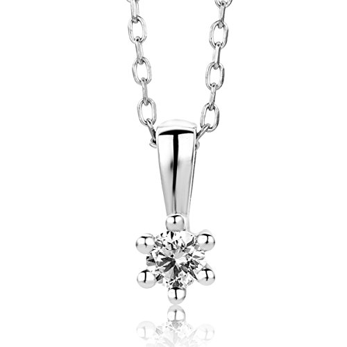 OROVI Halskette für Damen mit Diamant Weißgold Kette 9 Karat (375) Brillianten 0.08crt, Goldkette