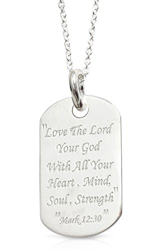 LJ Designs Dog-Tag-Halskette, mit Gravur  Love The Lord , Sterling-Silber 925, christliches Geschenk, inklusive Schmuckbox, 00335