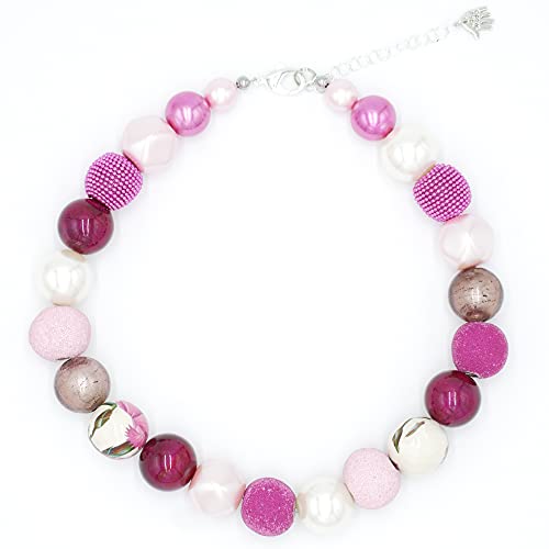 Feliss Handmade: Ketten aus Perlen Halskette Damen Statement Kette 45 cm lang in Boho Style. Choker Halsband Schmuck. Beads Perlenkette Frauen rosa