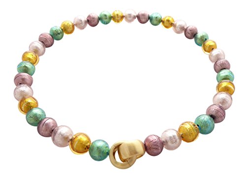 Murano-Kette Collier Perlen Handarbeit echtes Murano-Glas hochwertige Klapp-Schließe Sterling-Silber gold-plattiert 585 Goldschmiede-Arbeit