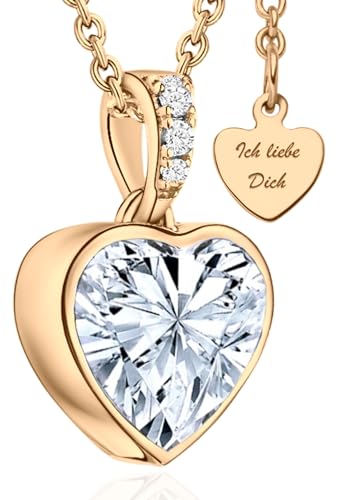 Halskette Damen Rosegold Herzkette Rose Gold Kette vergoldet Engelsflügel Damenkette Ich Liebe Dich Herz-Anhänger Rosegoldschmuck Schmuck Geburtstag Valentinstag Jahrestag Geschenke Frauen Freundin