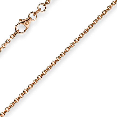 1,9mm Rund-Ankerkette Echt Gold 585 Rotgold Kette Collier Halskette 38cm Damen