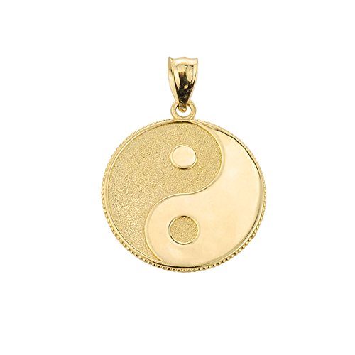 Kleine Schätze - 14 Karat Gelbgold Yin und Yang taoistische Symbol- Anhänger Halskette (Kommt mit einem 45 cm Kette)