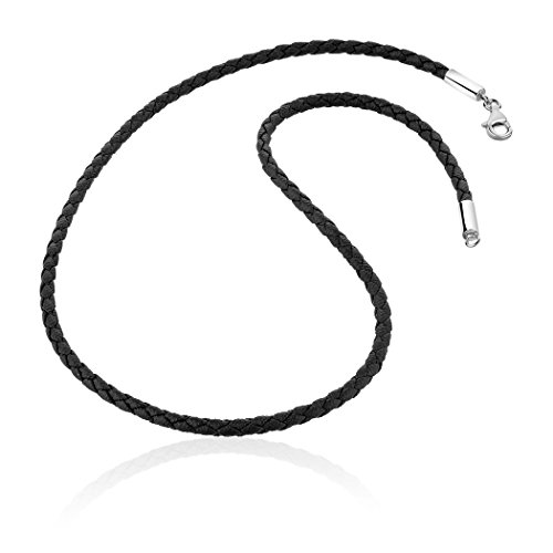 Nenalina Lederhalsband, lässige Leder Halskette für Anhänger, handgefertigt aus 925 Sterling-Silber, 803015-045