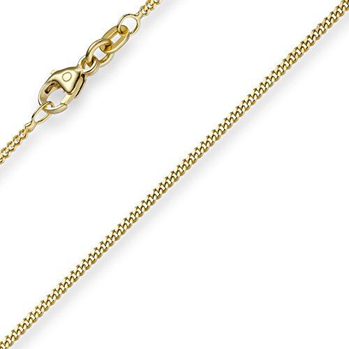1mm feine Panzerkette 585 Gold Gelbgold, Kette Collier Halskette, 36cm