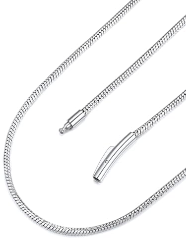FaithHeart Edelstahl Silberkette Schlangenkette in 2mm breit 75cm lang Herren Damen Halskette mit Gravur für Weihnachten Geburtstag