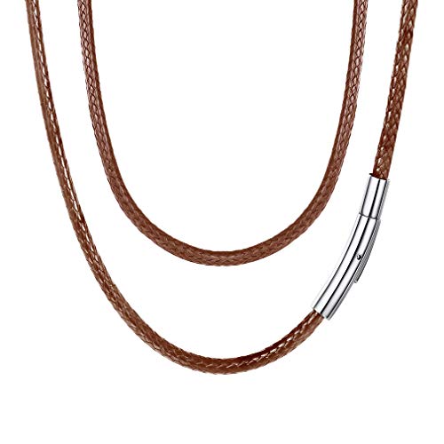 FaithHeart braune Lederhalsband 55cm kautschuk Halsband Partnerkette Freundschaftskette