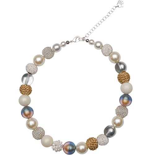 Feliss Handmade: Ketten aus Perlen Halskette Damen Statement Kette 45 cm lang in Boho Style. Choker Halsband Schmuck. Beads Perlenkette Frauen weiß
