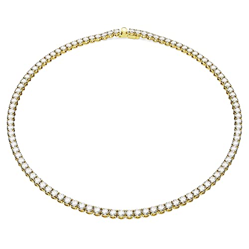 Swarovski Matrix Tennis Halskette, Rundschliff, Weiß, Goldlegierungsschicht
