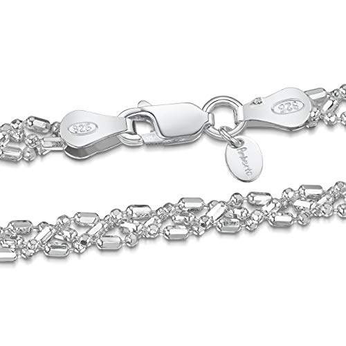 Amberta 925 Sterlingsilber Damen-Halskette - Diamantierte Kugelkette - 3.5 mm Breite - Verschiedene Längen: 45 50 55 cm (55cm)
