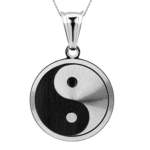 LillyMarie Damen feine Silberkette Sterling 925 Chinesisches Amulet Talisman Yin Yang/schwarz längen verstellbar Geschenkverpackung Geschenk für Mutter
