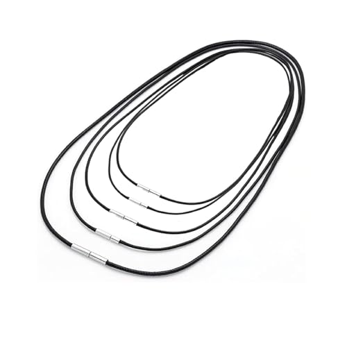 BVSRCP Kautschuk Halsband, 5 Stück Kautschuk-Kette Oder Armband - Schwarze Halskette Mit Edelstahl-Verschluß(3mm-40/45/50/55/60cm)