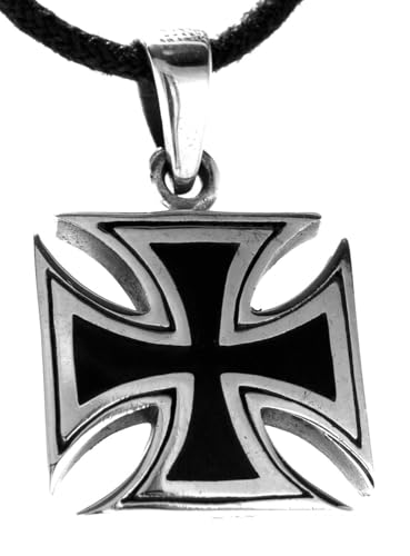 Kiss of Leather Eisernes Kreuz Anhänger aus 925 Sterling Silber mit Silberkette 1 mm, 41-66 cm (66) SI.333
