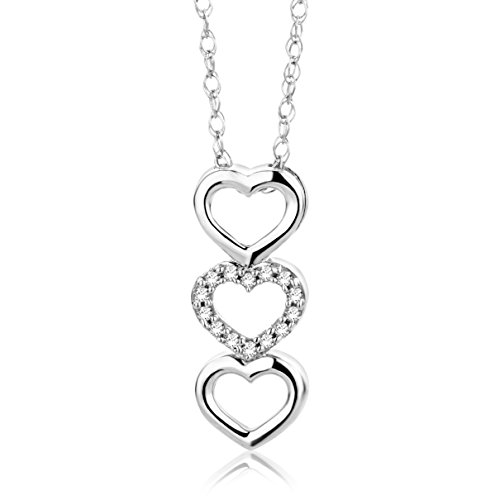 Orovi Halskette Damen Kette mit Herz Weißgold 18 Karat / 750 Gold Diamant Brilliant 0,03 ct