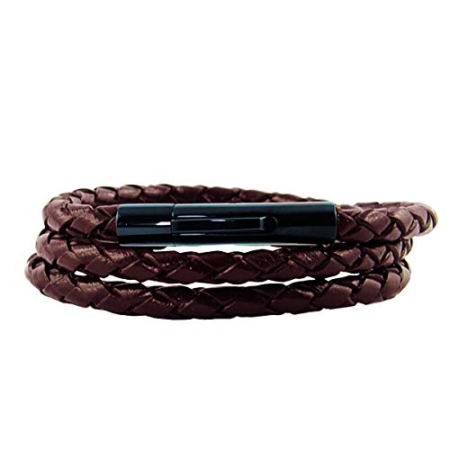 König Design Lederkette Lederband Leder-Armband 5 mm Herren Halskette Braun 100 cm lang mit Hebeldruckverschluss geflochten