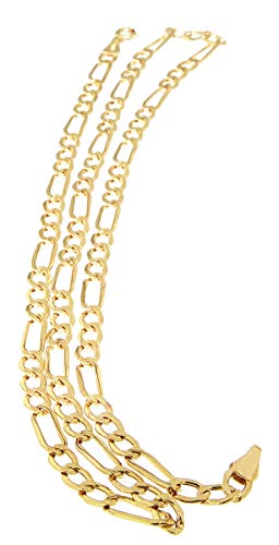 Hobra-Gold Goldkette 585 Figarokette 4,4 mm breit Halskette 45/50 / 60 cm Kette Gelbgold (50)