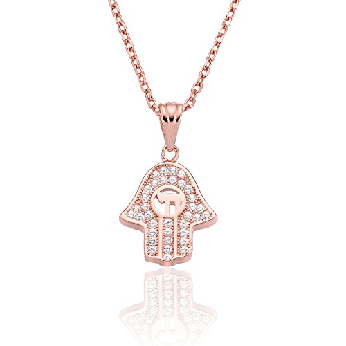 Karisma Damen Roségold Silber 925 Anhänger Fatima Hand Hamsa Collier Kette 45cm Verlängerung 5cm