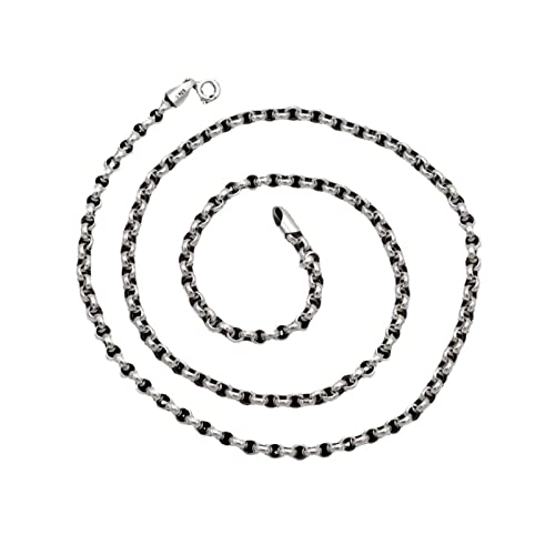 Bishilin Halskette 925 Silber Herren, 3MM Erbskette mit Collierverschluss Silber Kette 80CM ohne Anhänger Partnerkette Männer